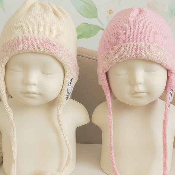 Toddler Alpaca Chuyo Hats โ Embroidered with Pompoms โ Pink & White โ Perfect fo - Picture 8 of 8